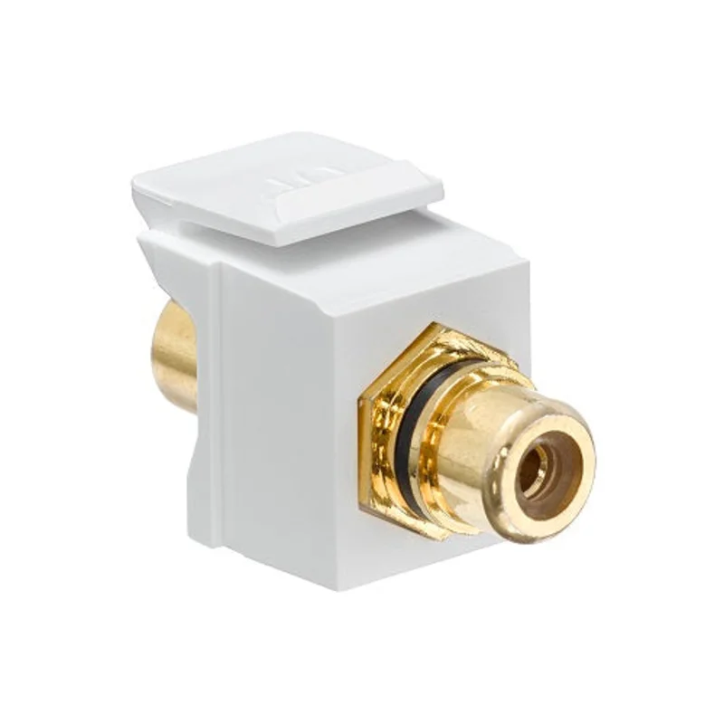 Leviton RCA QuickPort Connector Gold Plated Black Stripe White Housing 40830-BWE