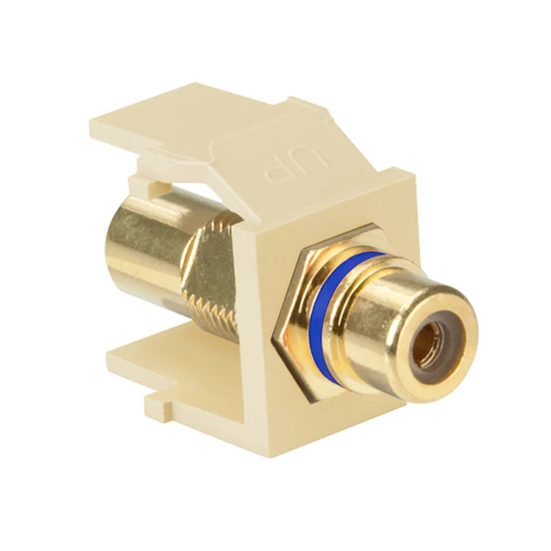 Leviton RCA QuickPort Connector Gold Plated Blue Stripe Ivory Housing 40830-BIL
