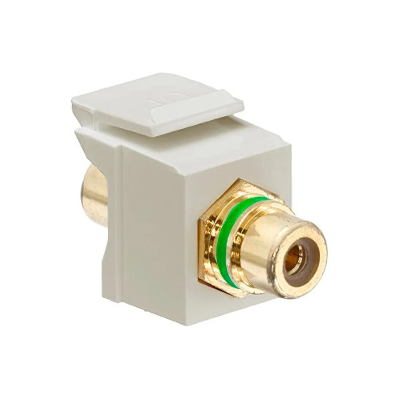 Leviton RCA QuickPort Connector Gold Plated Green Stripe Ivory Housing 40830-BIV