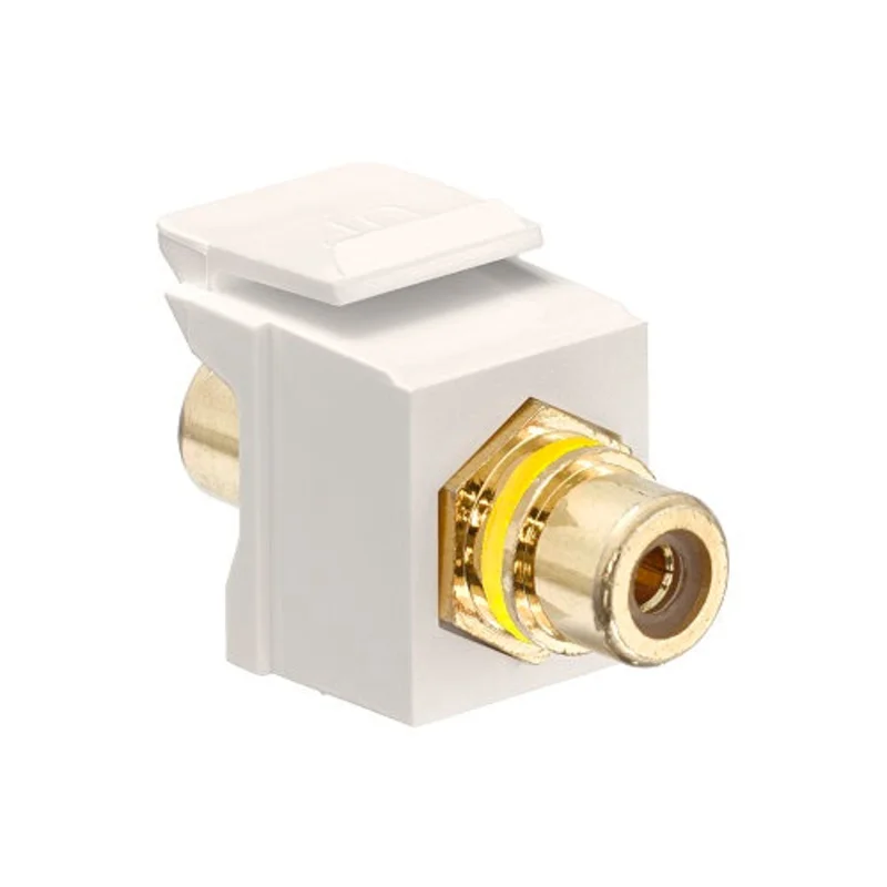 Leviton RCA QuickPort Connector Gold Plated Yellow Stripe Light Almond Housing 40830-BTY