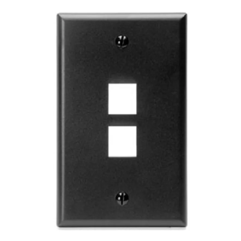 Leviton Single-Gang QUICKPORT 2-Port Wallplate Black 41080-2EP