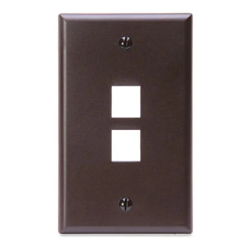Leviton Single-Gang QUICKPORT 2-Port Wallplate Brown 41080-2BP
