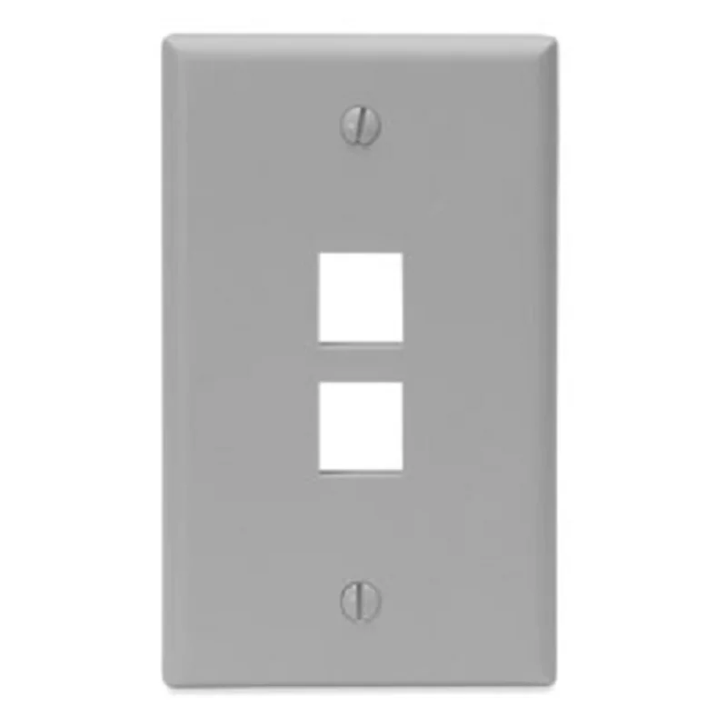 Leviton Single-Gang QUICKPORT 2-Port Wallplate Gray 41080-2GP