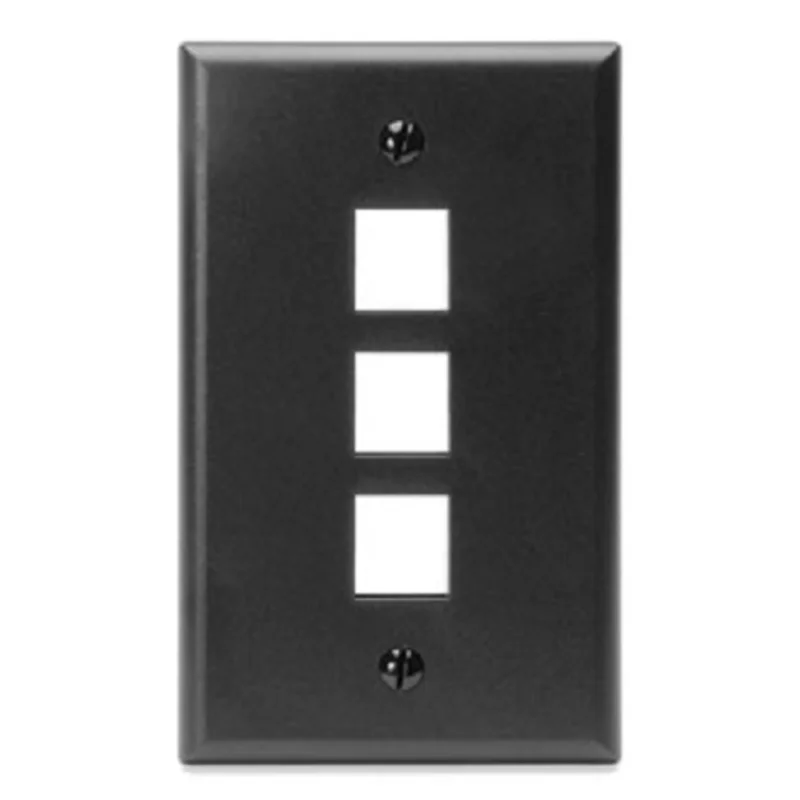 Leviton Single-Gang QUICKPORT 3-Port Wallplate Black 41080-3EP