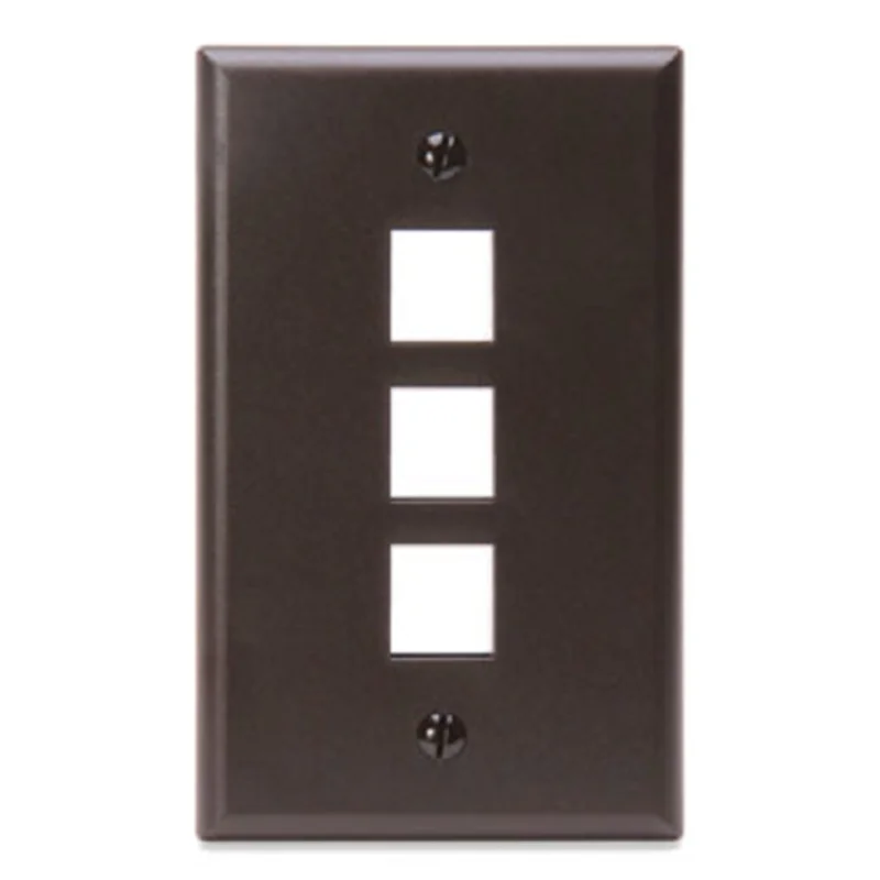Leviton Single-Gang QUICKPORT 3-Port Wallplate Brown 41080-3BP