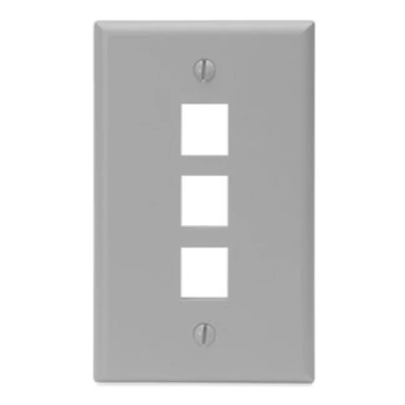 Leviton Single-Gang QUICKPORT 3-Port Wallplate Gray 41080-3GP