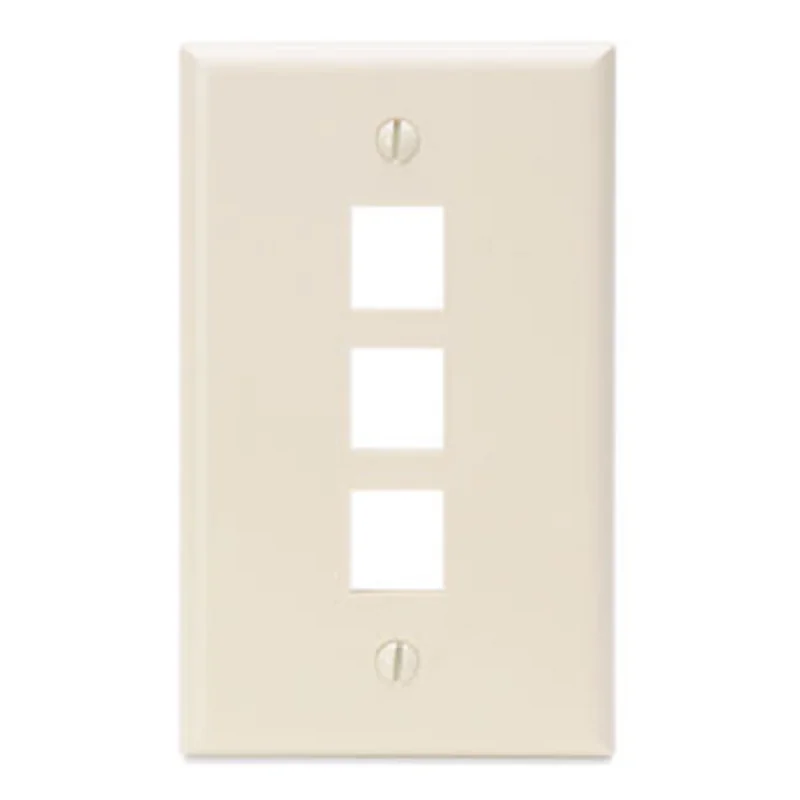 Leviton Single-Gang QUICKPORT 3-Port Wallplate Light Almond 41080-3TP