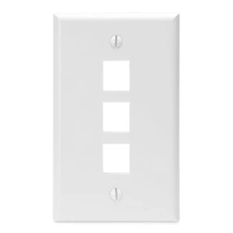 Leviton Single-Gang QUICKPORT 3-Port Wallplate White 41080-3WP