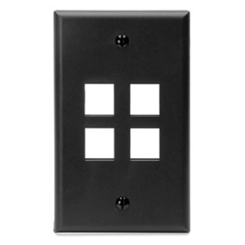 Leviton Single-Gang QUICKPORT 4-Port Wallplate Black 41080-4EP