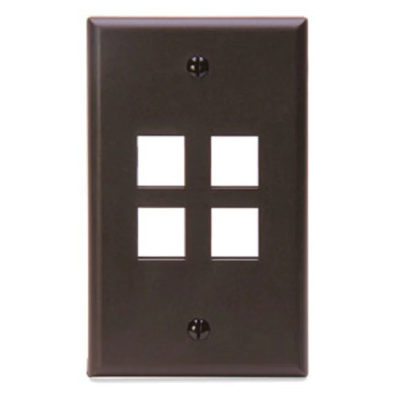 Leviton Single-Gang QUICKPORT 4-Port Wallplate Brown 41080-4BP