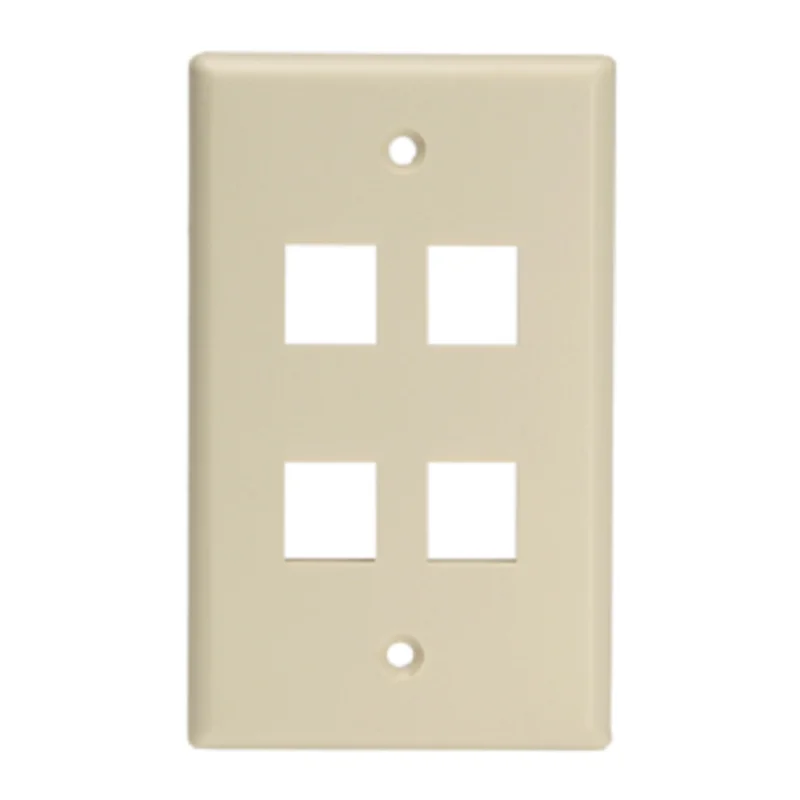 Leviton Single-Gang QUICKPORT 4-Port Wallplate for Large Connectors Ivory 41080-4IL