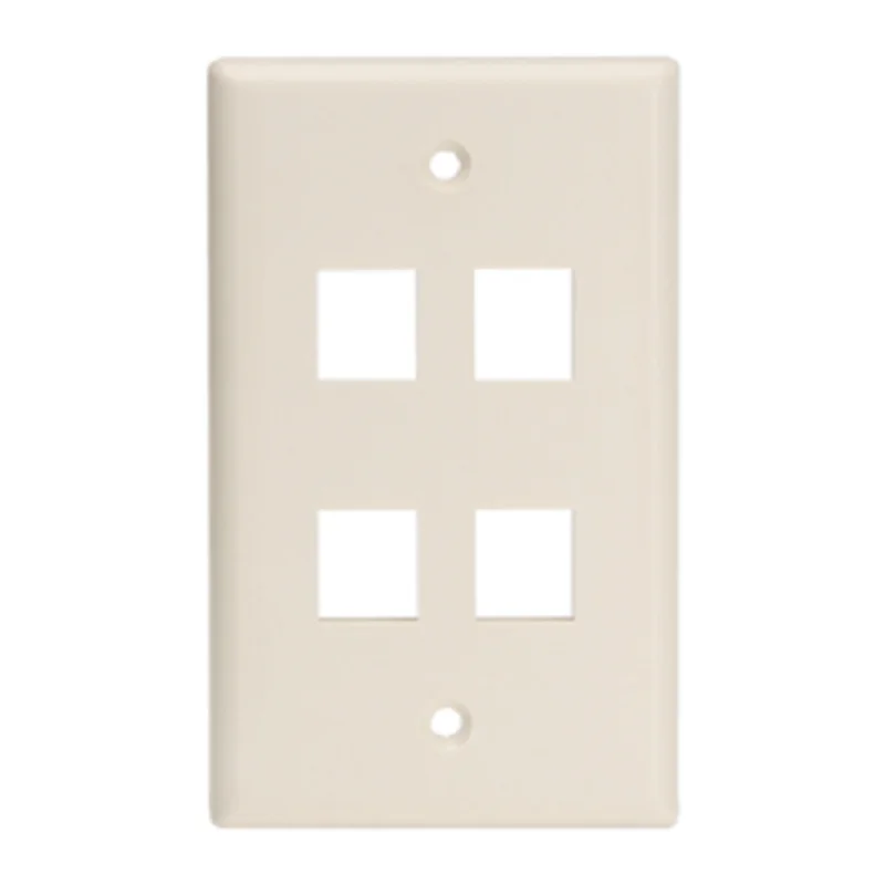 Leviton Single-Gang QUICKPORT 4-Port Wallplate for Large Connectors Light Almond 41080-4TL