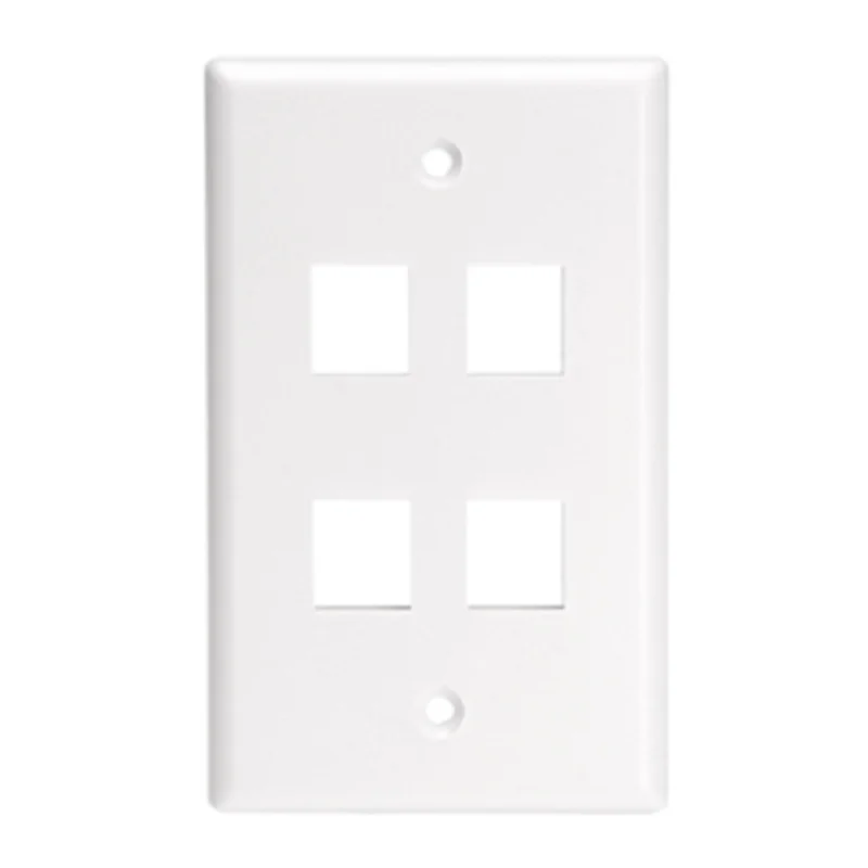 Leviton Single-Gang QUICKPORT 4-Port Wallplate for Large Connectors White 41080-4WL