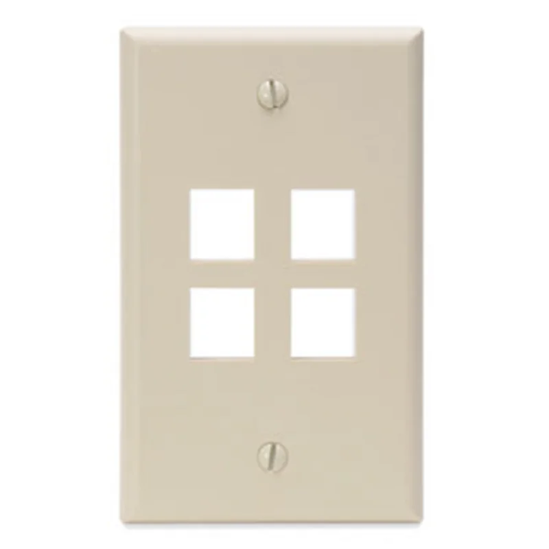 Leviton Single-Gang QUICKPORT 4-Port Wallplate Ivory 41080-4IP