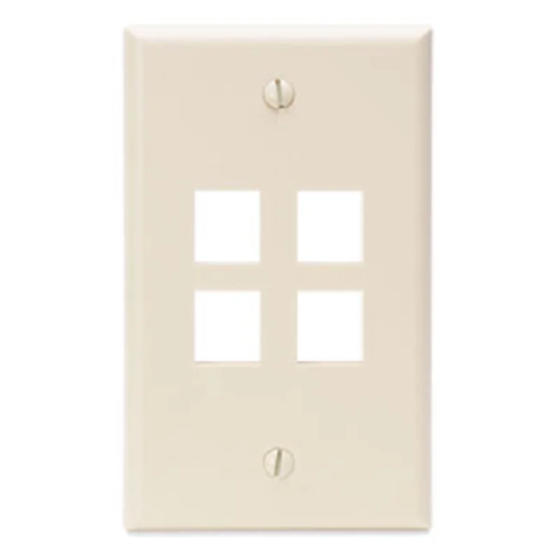 Leviton Single-Gang QUICKPORT 4-Port Wallplate Light Almond 41080-4TP