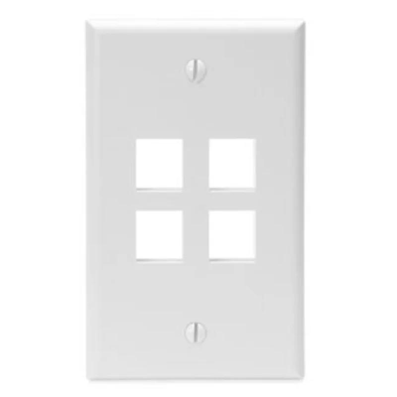 Leviton Single-Gang QUICKPORT 4-Port Wallplate White 41080-4WP