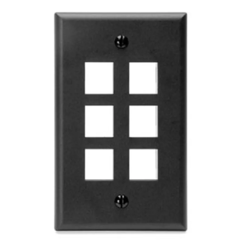 Leviton Single-Gang QUICKPORT 6-Port Wallplate Black 41080-6EP