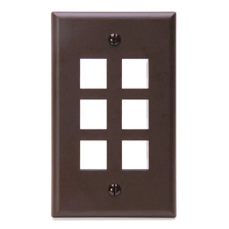 Leviton Single-Gang QUICKPORT 6-Port Wallplate Brown 41080-6BP