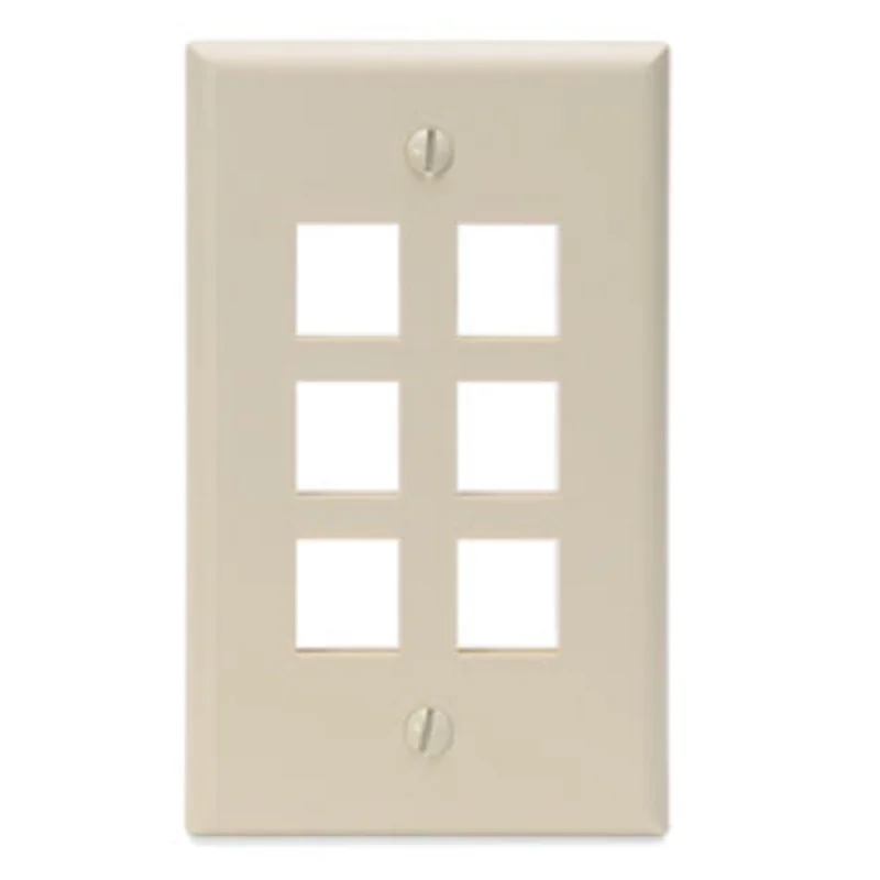 Leviton Single-Gang QUICKPORT 6-Port Wallplate Ivory 41080-6IP