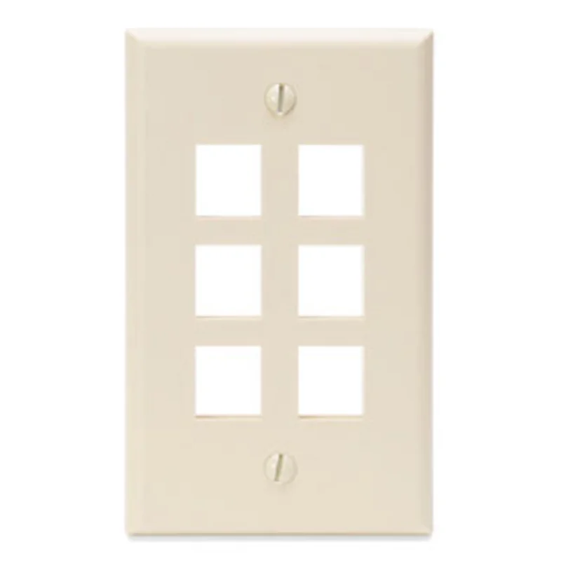 Leviton Single-Gang QUICKPORT 6-Port Wallplate Light Almond 41080-6TP