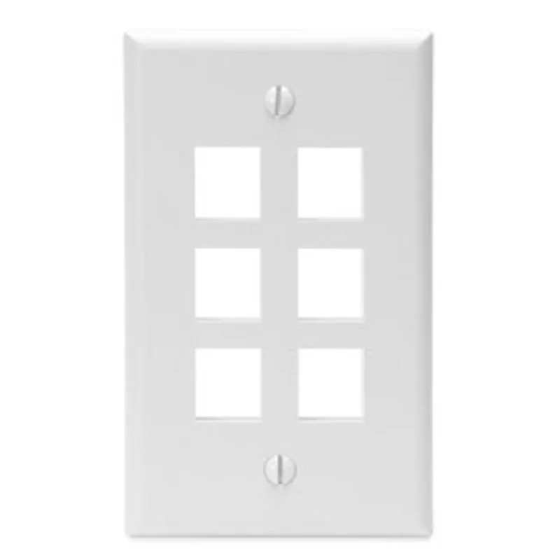 Leviton Single-Gang QUICKPORT 6-Port Wallplate White 41080-6WP