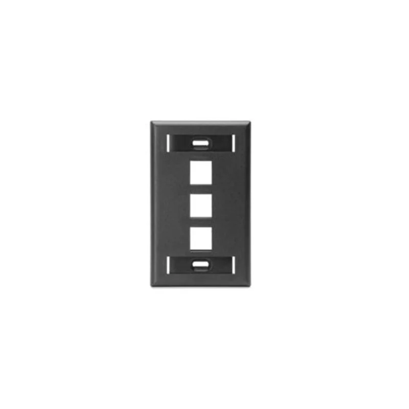 Leviton Single-Gang QUICKPORT Wallplate 3-Port Black 42080-3ES