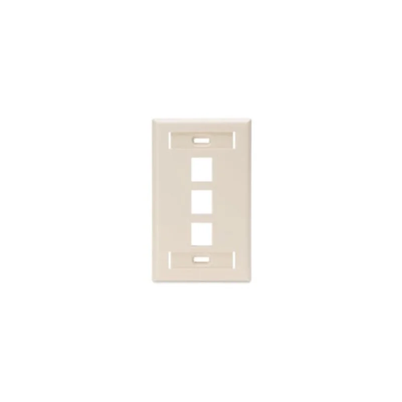 Leviton Single-Gang QUICKPORT Wallplate 3-Port Light Almond 42080-3TS