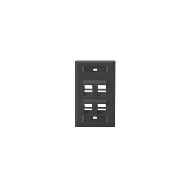 Leviton Single-Gang QUICKPORT Wallplate 4-Port Black 42081-4ES