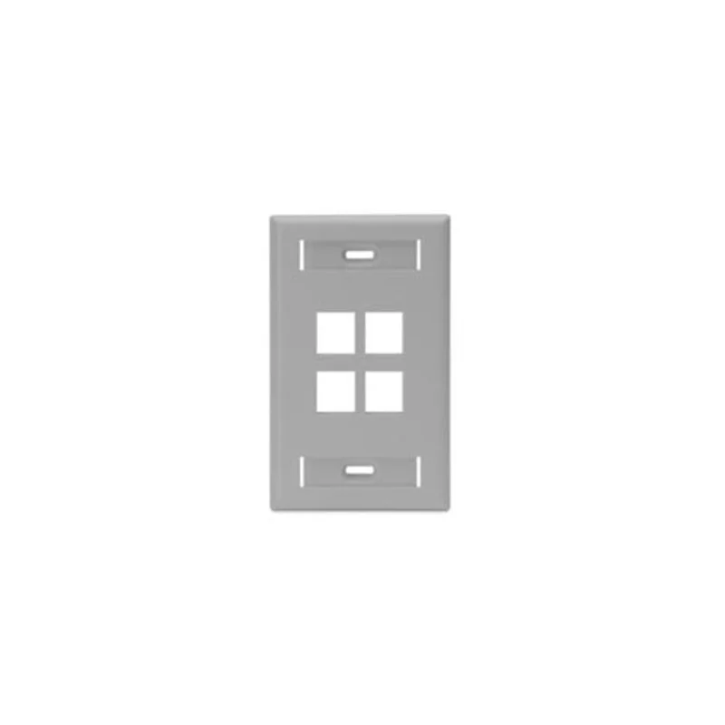 Leviton Single-Gang QUICKPORT Wallplate 4-Port Gray 42080-4GS