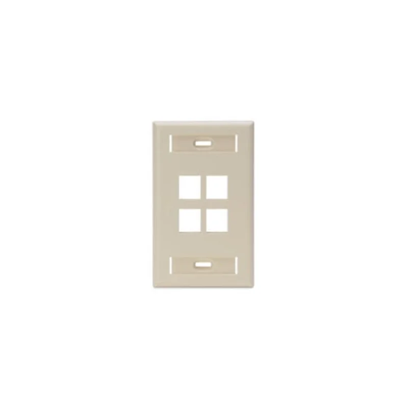 Leviton Single-Gang QUICKPORT Wallplate 4-Port Ivory 42080-4IS