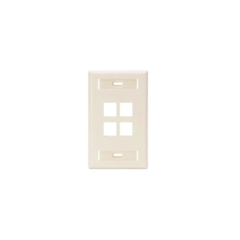 Leviton Single-Gang QUICKPORT Wallplate 4-Port Light Almond 42080-4TS