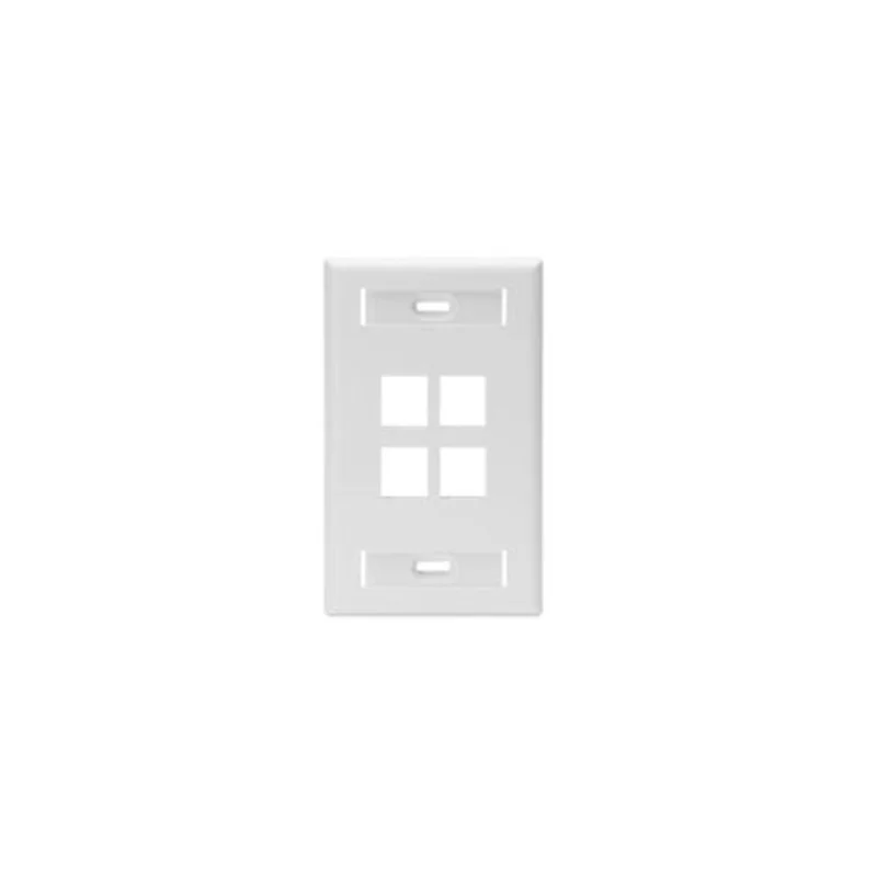Leviton Single-Gang QUICKPORT Wallplate 4-Port White 42080-4WS