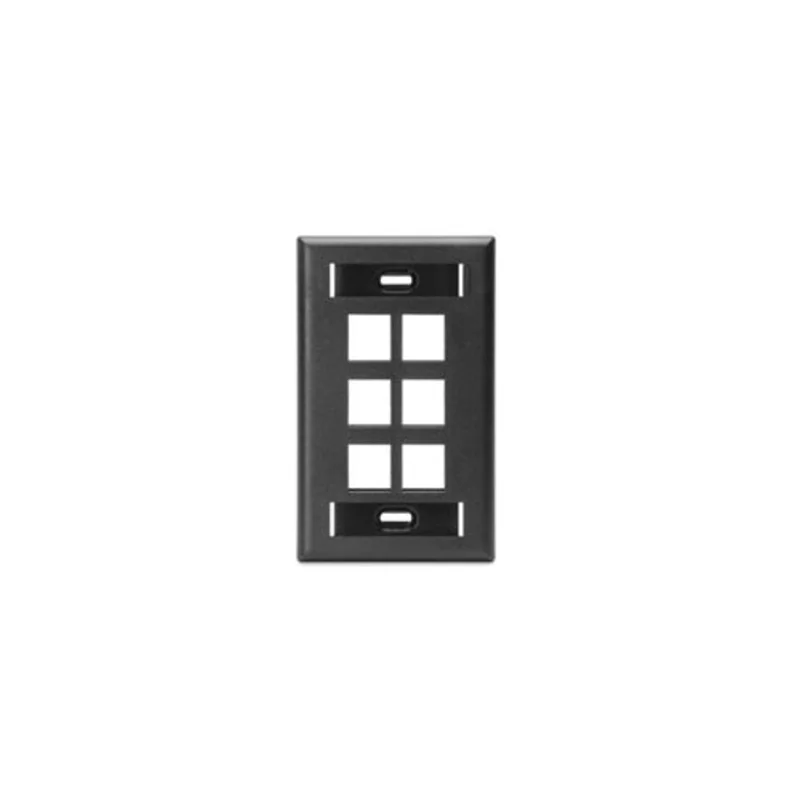 Leviton Single-Gang QUICKPORT Wallplate 6-Port Black 42080-6ES