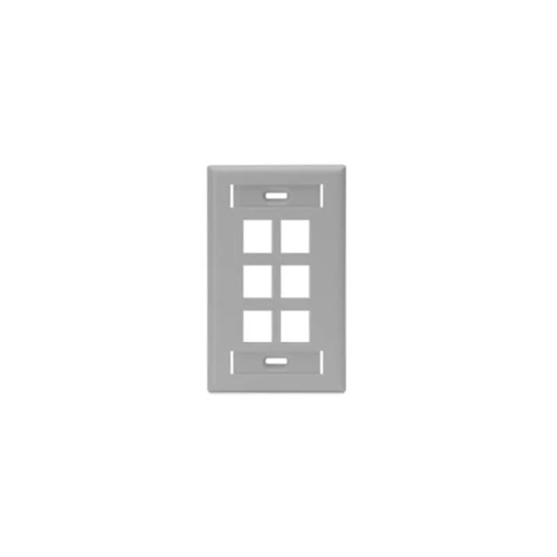 Leviton Single-Gang QUICKPORT Wallplate 6-Port Gray 42080-6GS