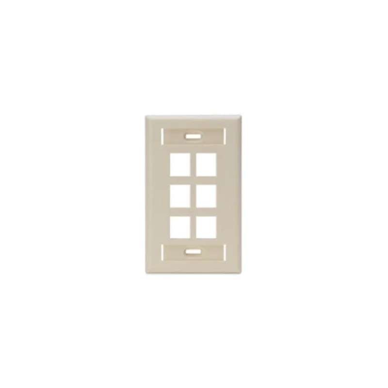 Leviton Single-Gang QUICKPORT Wallplate 6-Port Ivory 42080-6IS
