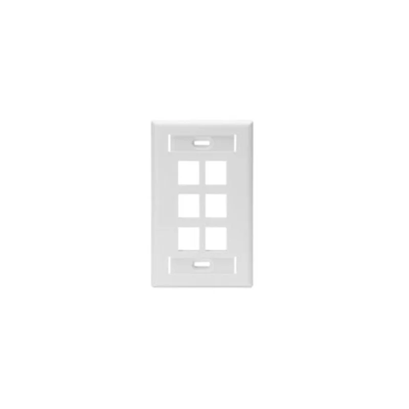 Leviton Single-Gang QUICKPORT Wallplate 6-Port White 42080-6WS