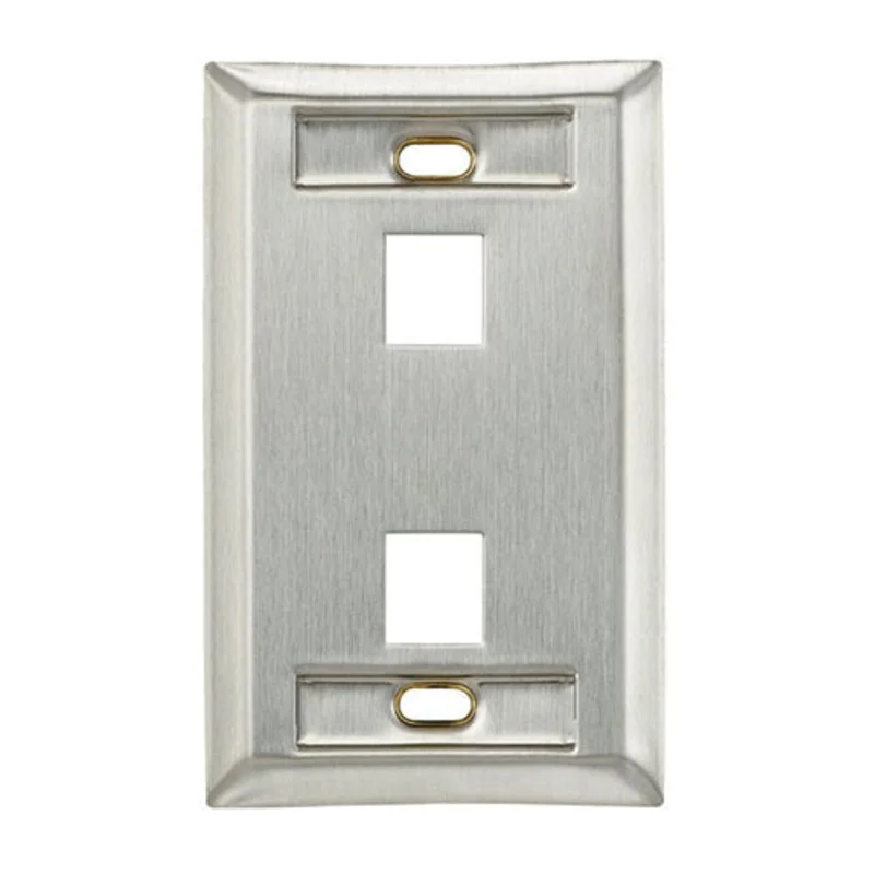 Leviton Stainless Steel QUICKPORT Wallplate 2-Port 43080-1L2