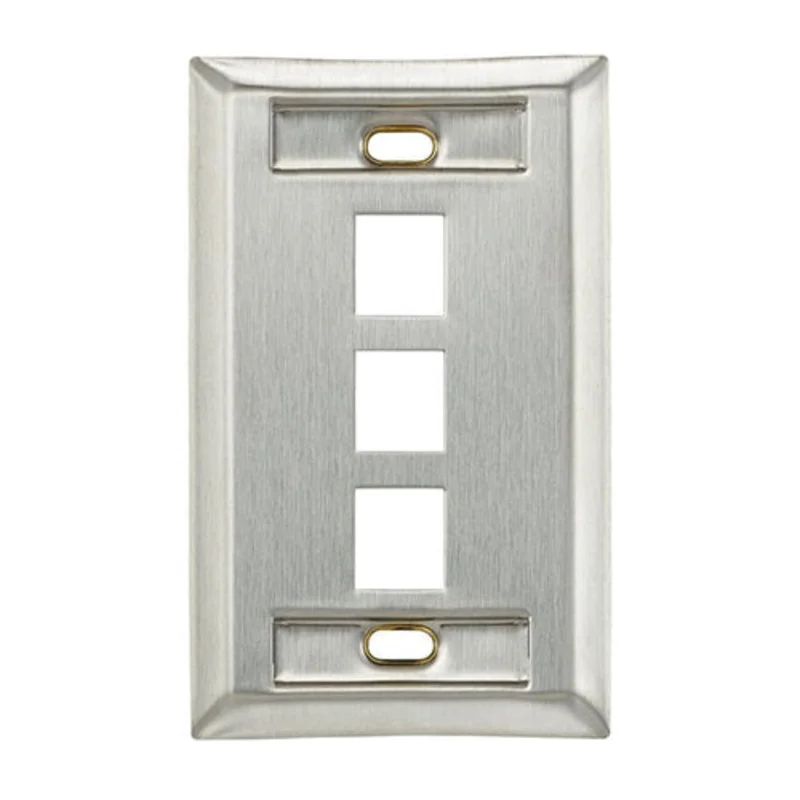 Leviton Stainless Steel QUICKPORT Wallplate 3-Port 43080-1L3