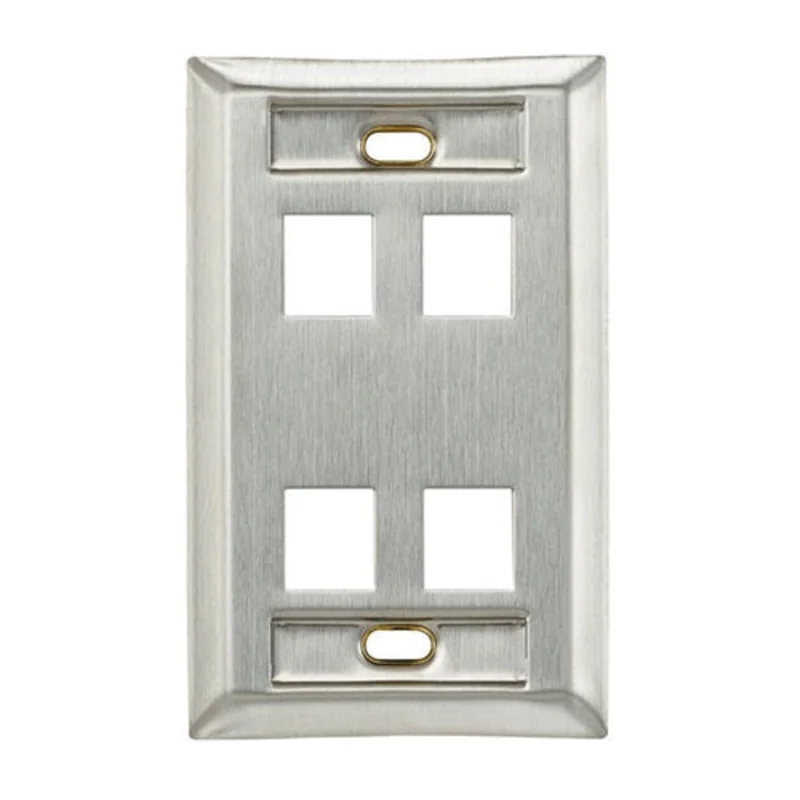 Leviton Stainless Steel QUICKPORT Wallplate 4-Port 43080-1L4