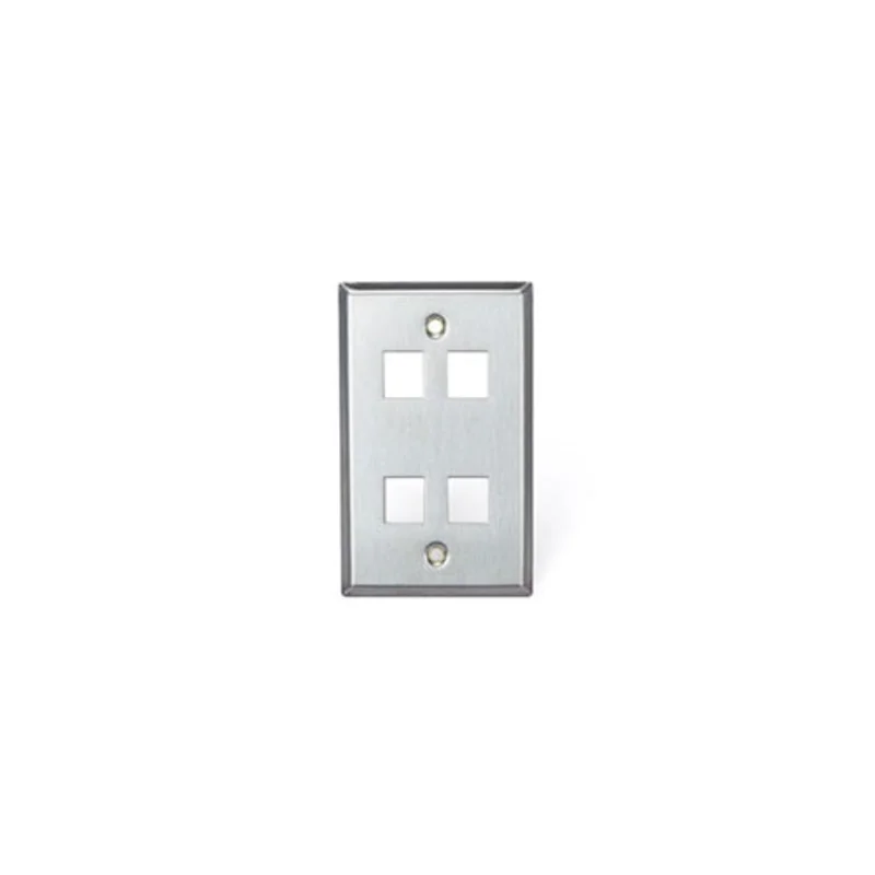 Leviton Stainless Steel QUICKPORT Wallplate 4-Port 43080-1S4