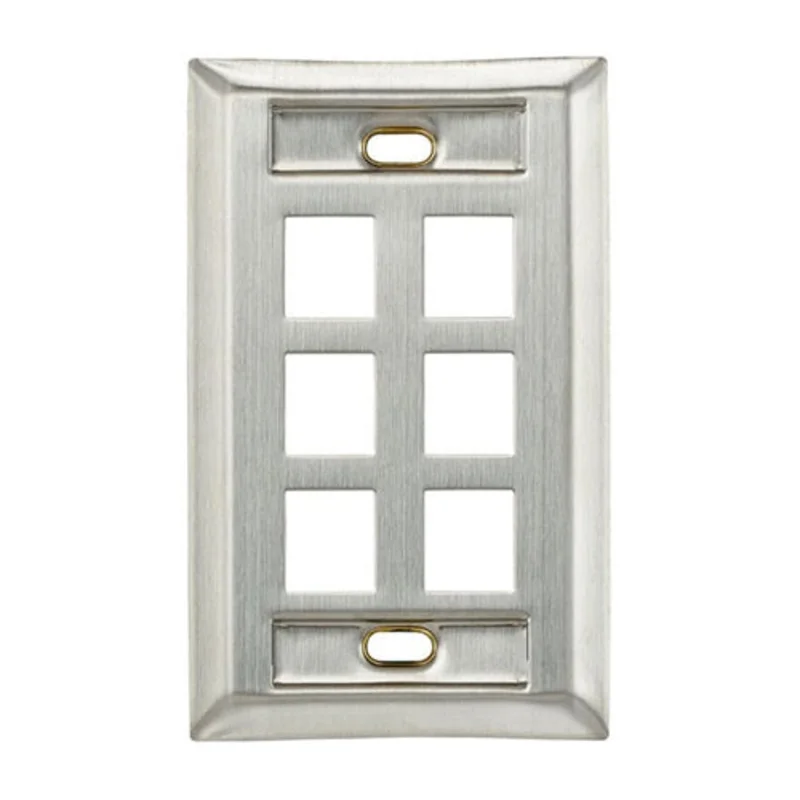 Leviton Stainless Steel QUICKPORT Wallplate 6-Port 43080-1L6