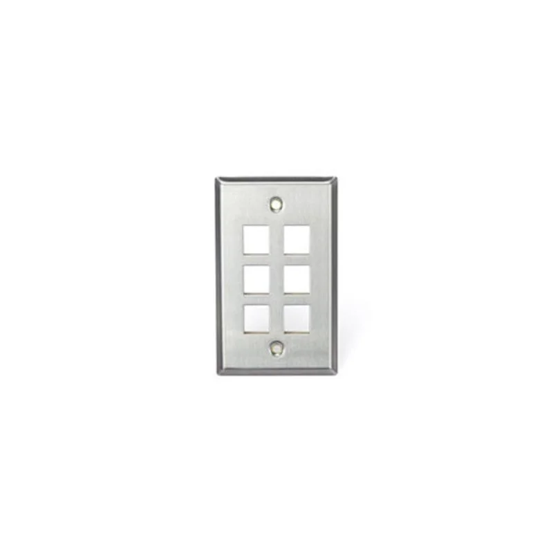 Leviton Stainless Steel QUICKPORT Wallplate 6-Port 43080-1S6