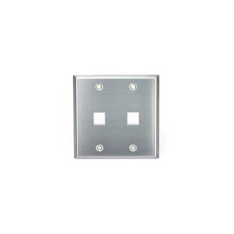 Leviton Stainless Steel QUICKPORT Wallplate Dual Gang 2-Port 43080-2S2