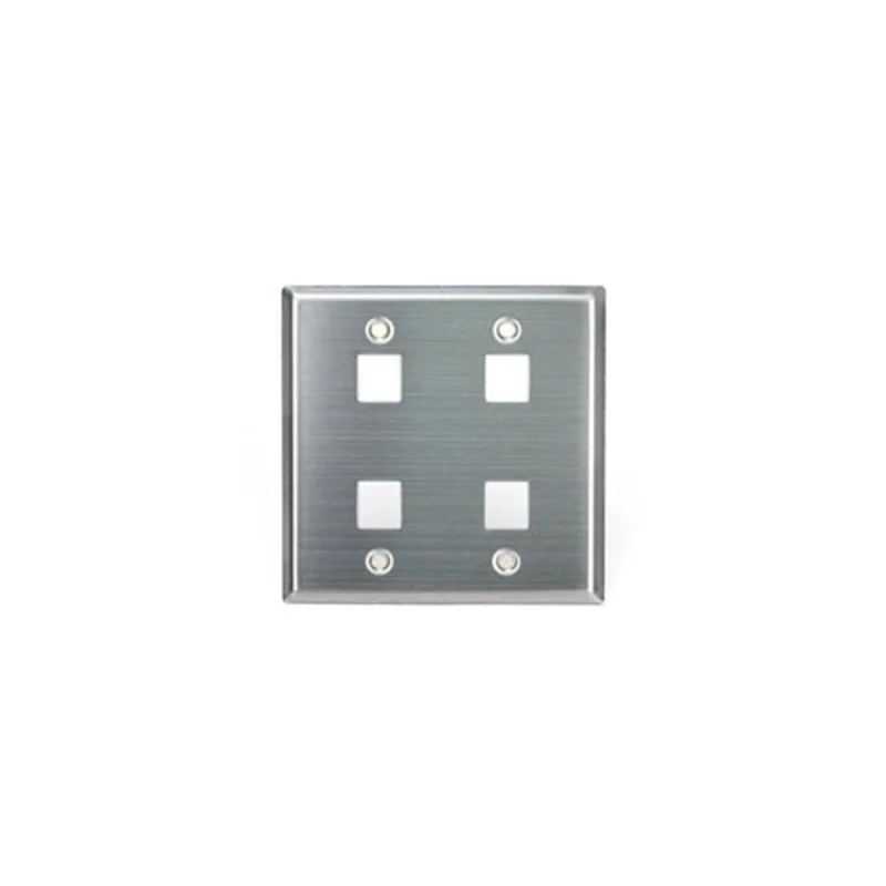Leviton Stainless Steel QUICKPORT Wallplate Dual Gang 4-Port 43080-2S4