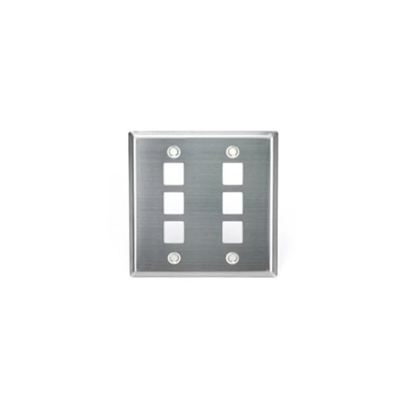 Leviton Stainless Steel QUICKPORT Wallplate Dual Gang 6-Port 43080-2S6