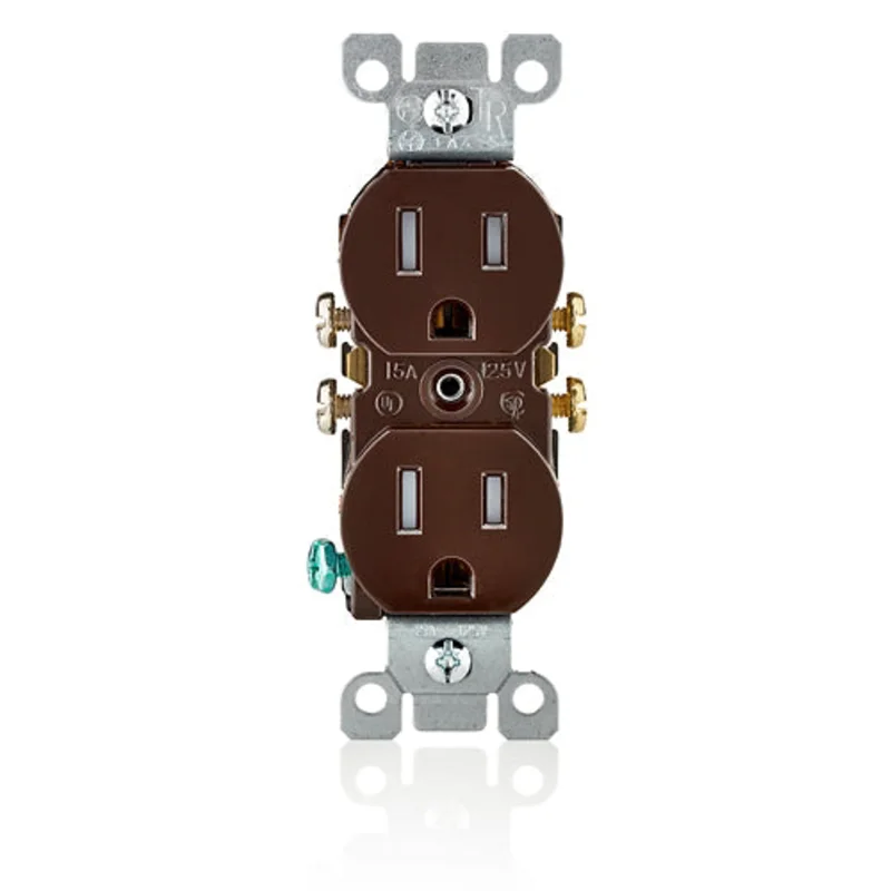 Leviton T5320 15 Amp Tamper-Resistant Duplex Outlet/Receptacle, Grounding, Brown