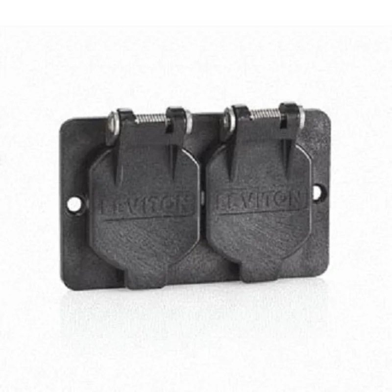 Leviton Thermoplastic Flip-Lid Duplex Coverplate Black 3056-E