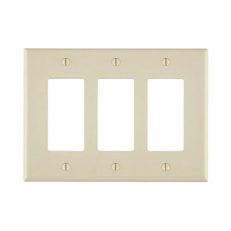 Leviton Three Gang Decora Device Wallplate Light Almond 80611-T