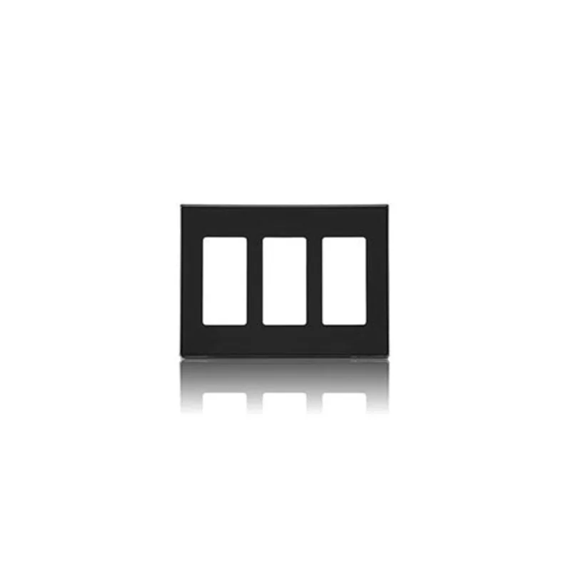Leviton Three Gang Decora Plus Screwless Wallplate Polycarbonate Black 80311-SE