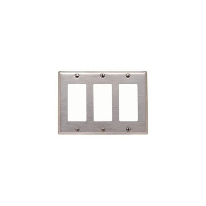 Leviton Three Gang Decora Wallplate Non Magnetic Stainless Steel 84411-40